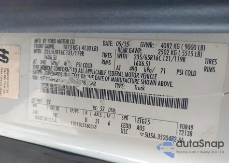 2015 Ford Transit-250 from USA, damaged, VIN 1FTNR2CG8FKA99292